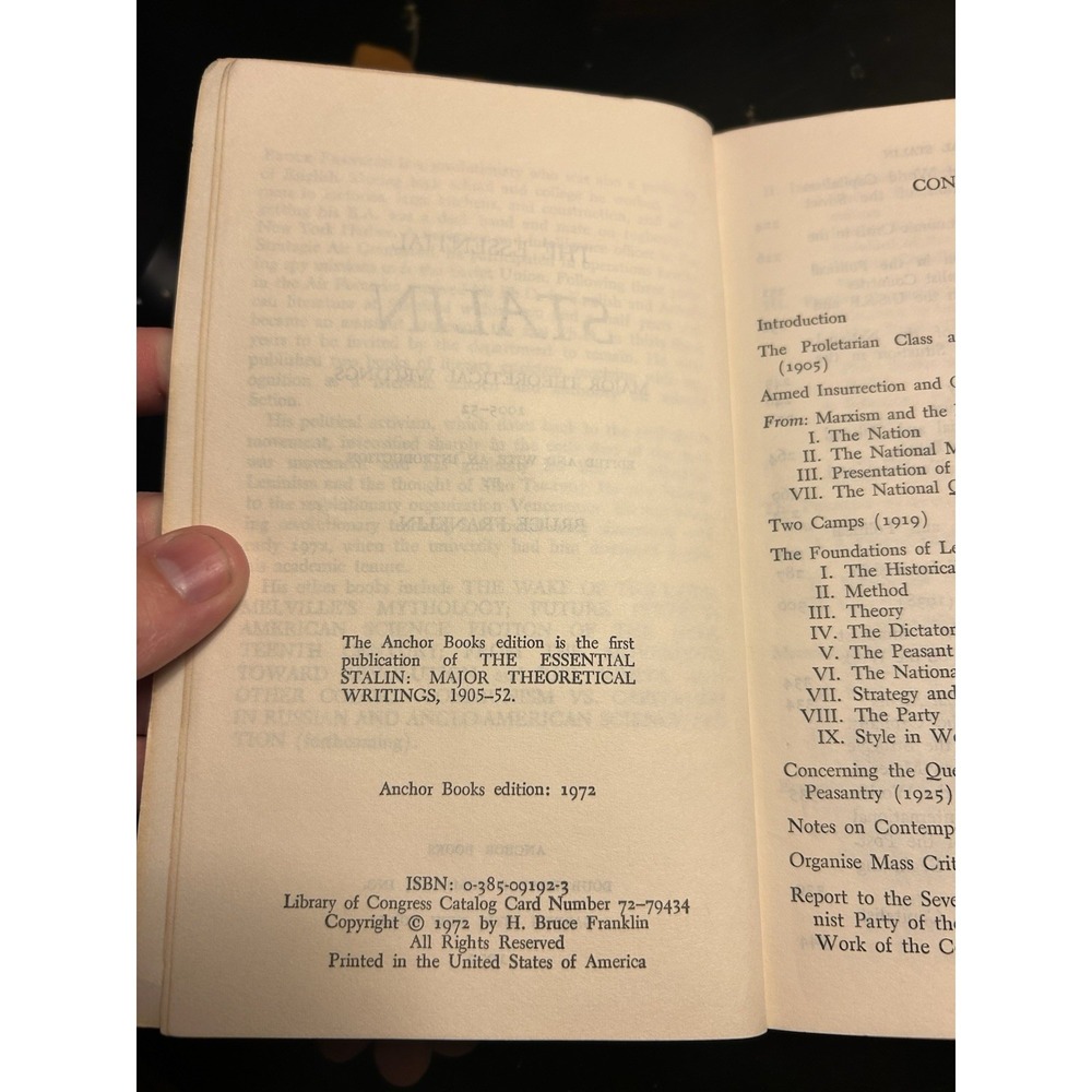 The essential Stalin; by Bruce Franklin First Edition Very Good 1972 Doubleday - Picture 8 of 9